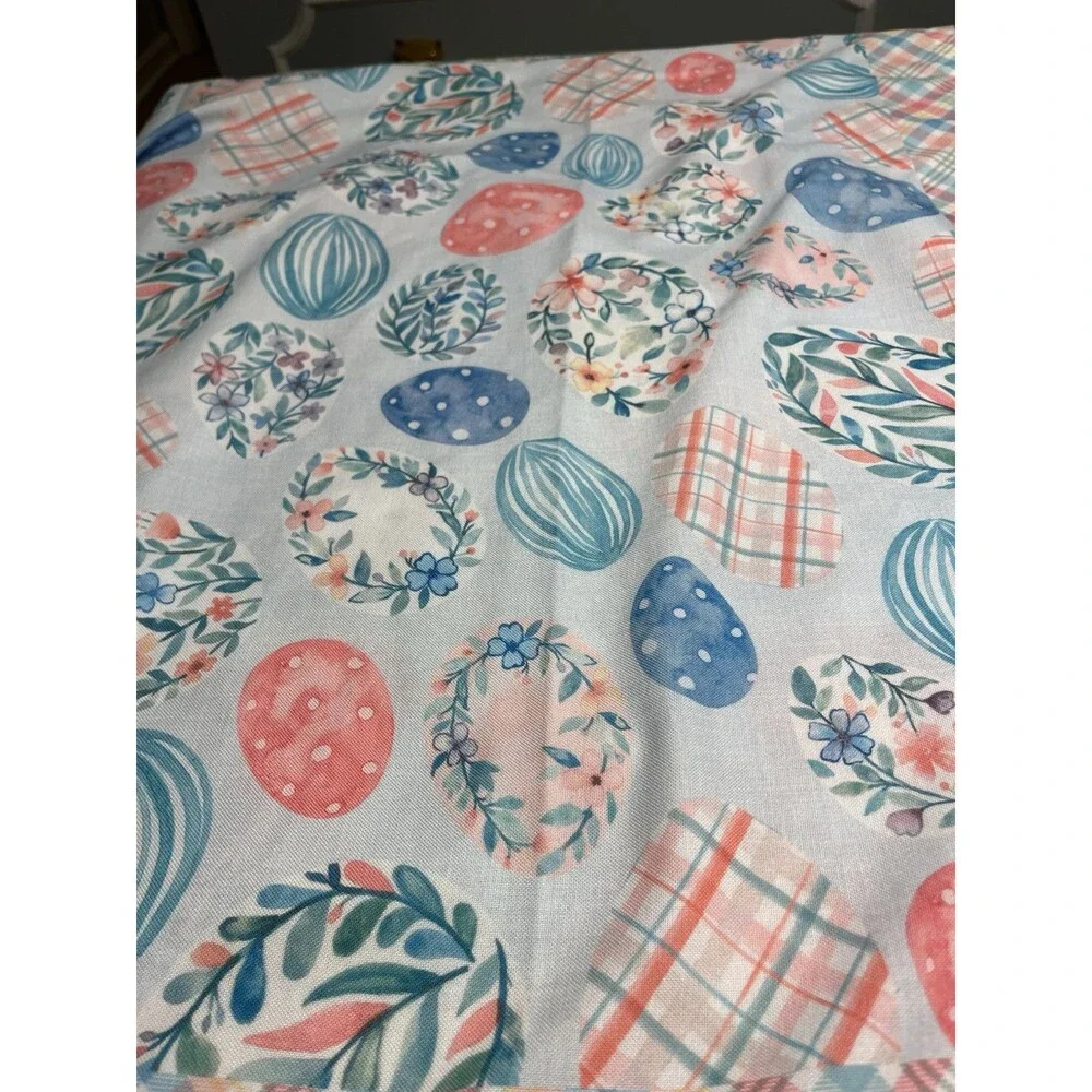 Cynthia Rowley Easter Egg Floral Tablecloth 60x102” EUC